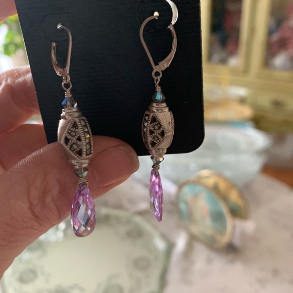 Sterling Silver Swarovski Crystal Earrings - Picture 1 of 4